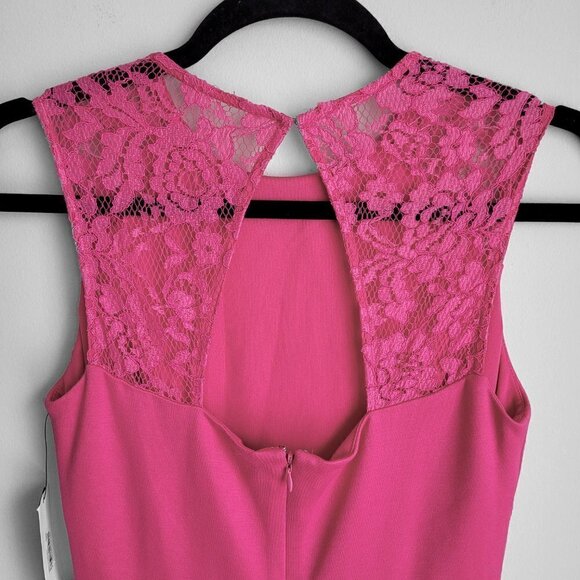 NWT Cynthia Steffe Hot Pink Lace Cutout Back Bodycon Peplum Dress - Picture 12 of 14
